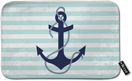 Alfombra de baño antideslizante con forro polar de coral, náutica y