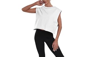 Carpetcom Women's Workout Tank Top Crop Tops Cropped Athletic Gym Muscle Shirts