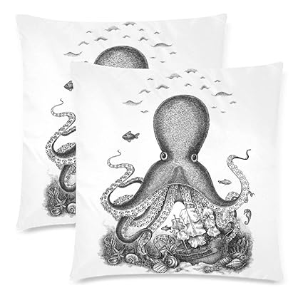 Amazon Com 2 Pack Black And White Fantasy Octopus Pillowcase