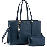 LOVEVOOK Laptop Bag for Women Vintage Leather Work Tote 15.6 inch Large Capacity Computer bag with Clutch Purse for Office, Travel, Casual