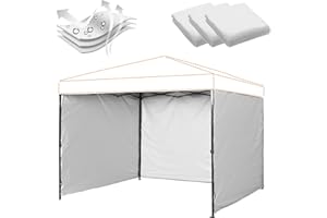 OUTMAX Instant Canopy Tent SideWalls for 10 * 10 Pop Up Canopy, 300D Oxford Waterproof Fabric with PU Coating UV Protection, Canopy Sidewall Replacement 3PCS（White）