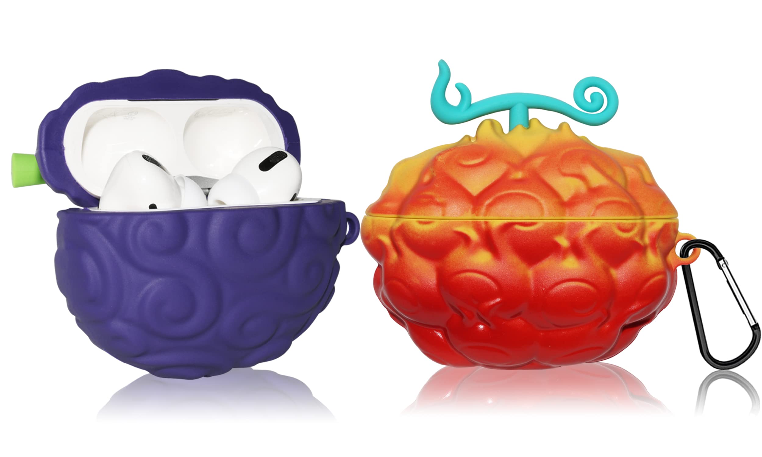 Photo 1 of [2Pack] Fruit Cover for AirPods Pro Case Cute 2019,3D Cartoon Silicone Protective Accessories Set Kit for Devil Fruit for AirPods Pro 1st Generation Case for Boy Girl(Purple&Red Yellow Devil Fruit