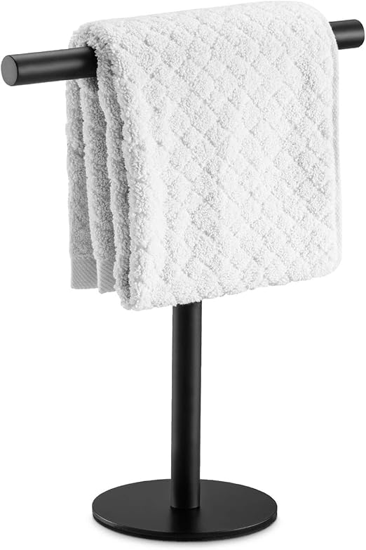 Amazon Com Pynsseu Bath Hand Towel Holder Standing Sus304 Stainless Steel Matte Black T Shape Towel Bar Rack Stand Tower Bar For Bathroom Kitchen Vanity Countertop Home Kitchen