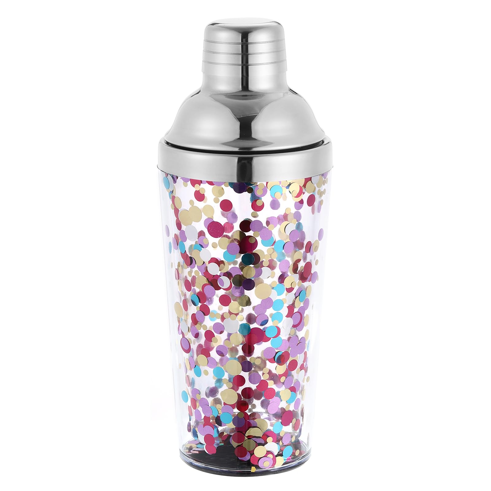 uxcell 16OZ(450ml) Plastic Cocktail Shaker with Strainer, Stainless Steel Top Cocktail Shaker Bottle Wine Mixer Bottle for Bar Party Home Use Wine Shaker Bar Mixing Tool, Colorful