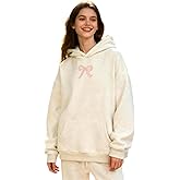 jnospne Women Hoodies Oversized Fleece Cotton Comfy Casual Pink Bow Pullover Sweatshirts 2026 Spring Outfits Y2K Clothes