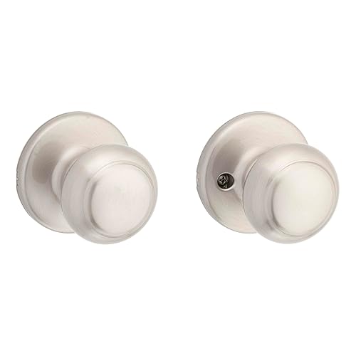 Kwikset Cove Interior Passage Door Knob, Handle For Closet and Hallway Doors, Non-Locking Doorknob in Satin Nickel, with Microban Protection
