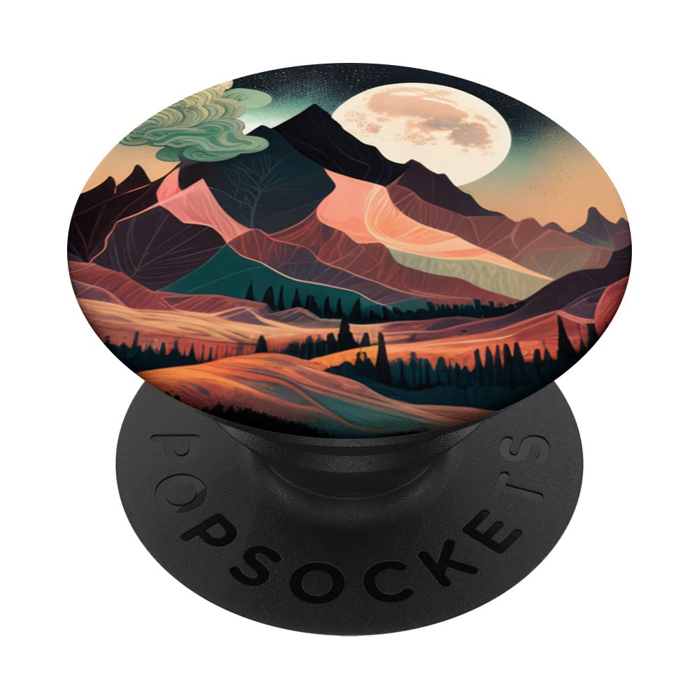 Mountain Boho Flower Floral Sunset Moon Night Western Chic PopSockets Swappable PopGrip