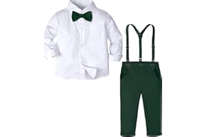 A&J DESIGN Toddler Suit Boys Baby Wedding Dress Clothes Kids Formal Outfit Set with Suspender