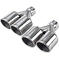Upower 2.5" to 3.5" Dual Staggered Exhaust Tips 2 1/2 inch Inlet 3 1/2 inch Outlet 9.5" Long 304 Polished Stainless Weld On Double Wall Slant (Pack of 2)