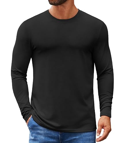 COOFANDY Mens Long Sleeve Tee Shirts Casual Crew Neck T Shirts
