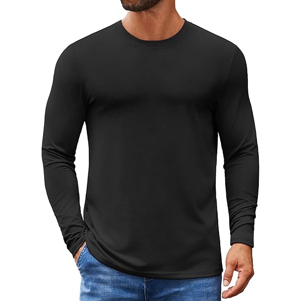 Camiseta De Manga Larga Para Hombre, Elástico, Corte Ajustado, Cuello En V, Camisa Informal Acanalada, Camiseta Básica Para Hombre, Camiseta Informal, Cuello Redondo, Camiseta Deportiva, Camiseta Para