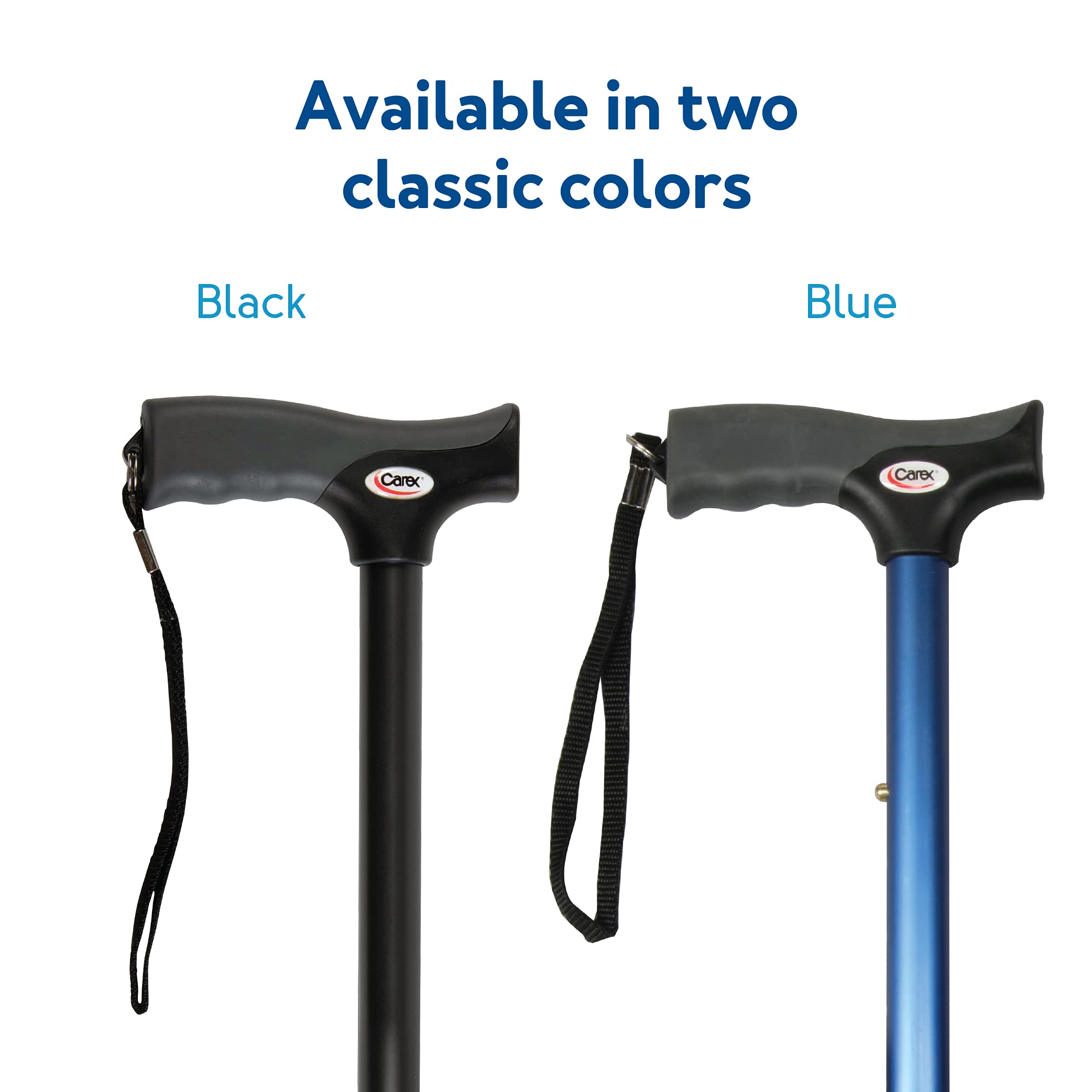 Carex Soft Grip Folding Cane - Foldable Walking Cane For Men and Women - Adjustable Height (33