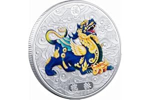 WOOER Chinese Traditional Auspicious Animal Collection Coin, Commemorative Badge Coin for Good Luck (Silver)