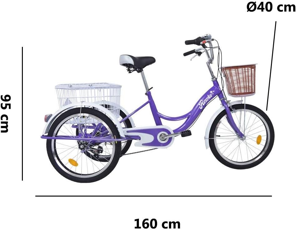 Riscko Tricycle Adult with Two Baskets White