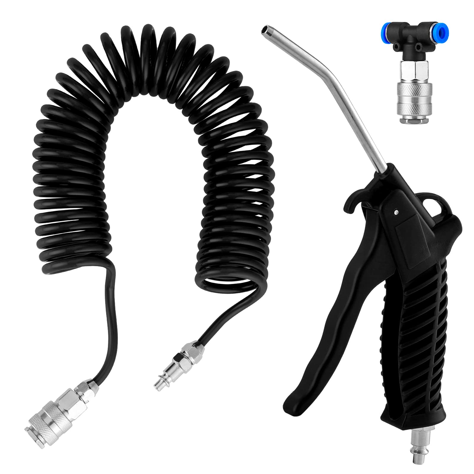 Knpwer Air Blow Gun 5 m,Truck Air Duster Gun,Compressed Air Spiral Hose, Flexible Hose Truck for Cleaning Dust Plug
