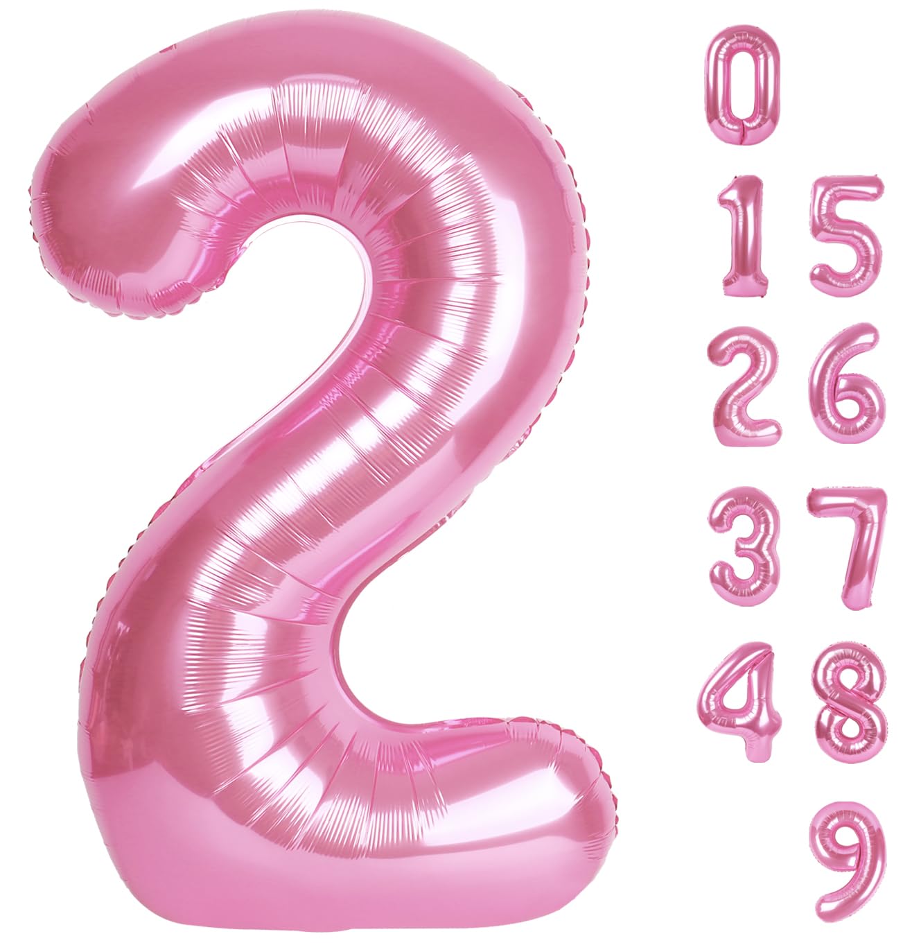 Photo 1 of 2 Numbers Balloon 40 Inch Pink Two Balloon Number Birthday Decor, 2nd 12 21st Party Celebration Decorations Graduations Wedding Baby Shower