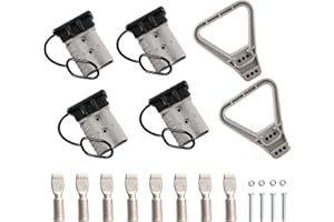 micrl 4 Pcs 2/0 Gauge 350 Amp Battery Quick Connect/Disconnect with Handle, Jumper Cable Plug Connector Kit for Recovery Winch, Towing Systems(Grey)