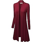Lock and Love Women's Long Cardigan – Fall Casual Draped Open Front Lightweight Duster with Long Sleeves