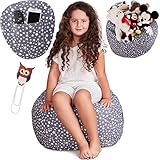 Premium Large Stuffed Animal Storage Bean Bag Chair, Free Bookmark and Pocket, Unisex, Multipurpose Storage, Perfect Decorative Kid's Room, Playroom Toy Organizer, Replace Your Mesh Toy Hammock or Net