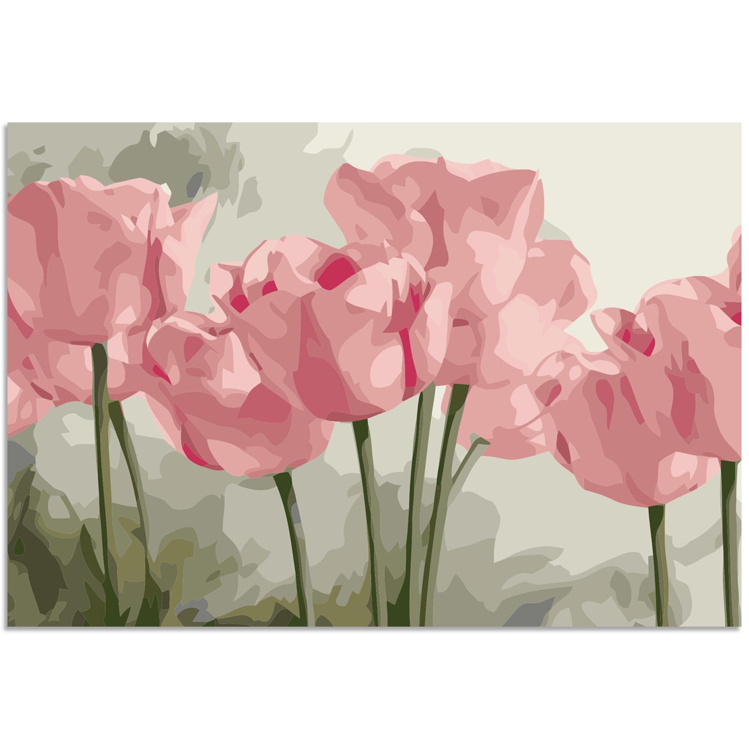 Fokenzary DIY Paint by Numbers Oil Painting Canvas for Kids or Adults Beginner with Brushes and Acrylic Paints Frameless(40x50cm Tulip)