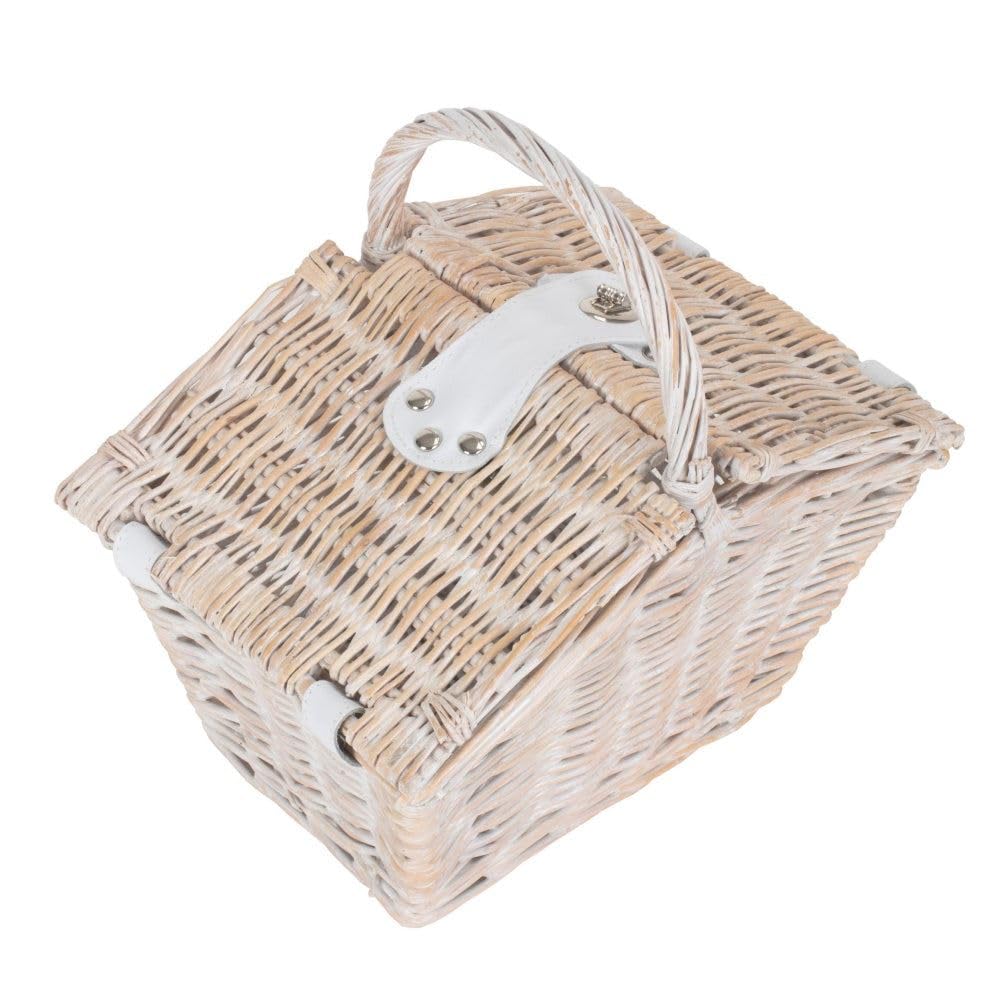 Red Hamper Small White Elegant Picnic Wicker Basket