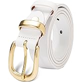 wolksprong Womens Belts for Jeans 1.1" Width Ladies Belts for Dresses Full Grain Leather Gold Buckle Belt Gift Box