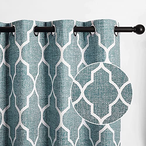 StangH Teal Blackout Curtains for Living Room 84 inch Length Heat Resistant Thermal Insulated Window Drapes for Kids Room, Modern Moroccan Decoration for Sliding Door, W52 x L84, 2 Panels