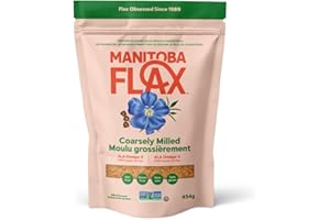 Coarse Ground Flaxseed by Manitoba Milling Co. 454g Bag with Fiber, Protein, Omega 3, Gluten Free & Non-GMO