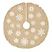 Snowflake Burlap Cotton Fringed Border Mini Tree Skirt 21 Inches Holiday Decoration