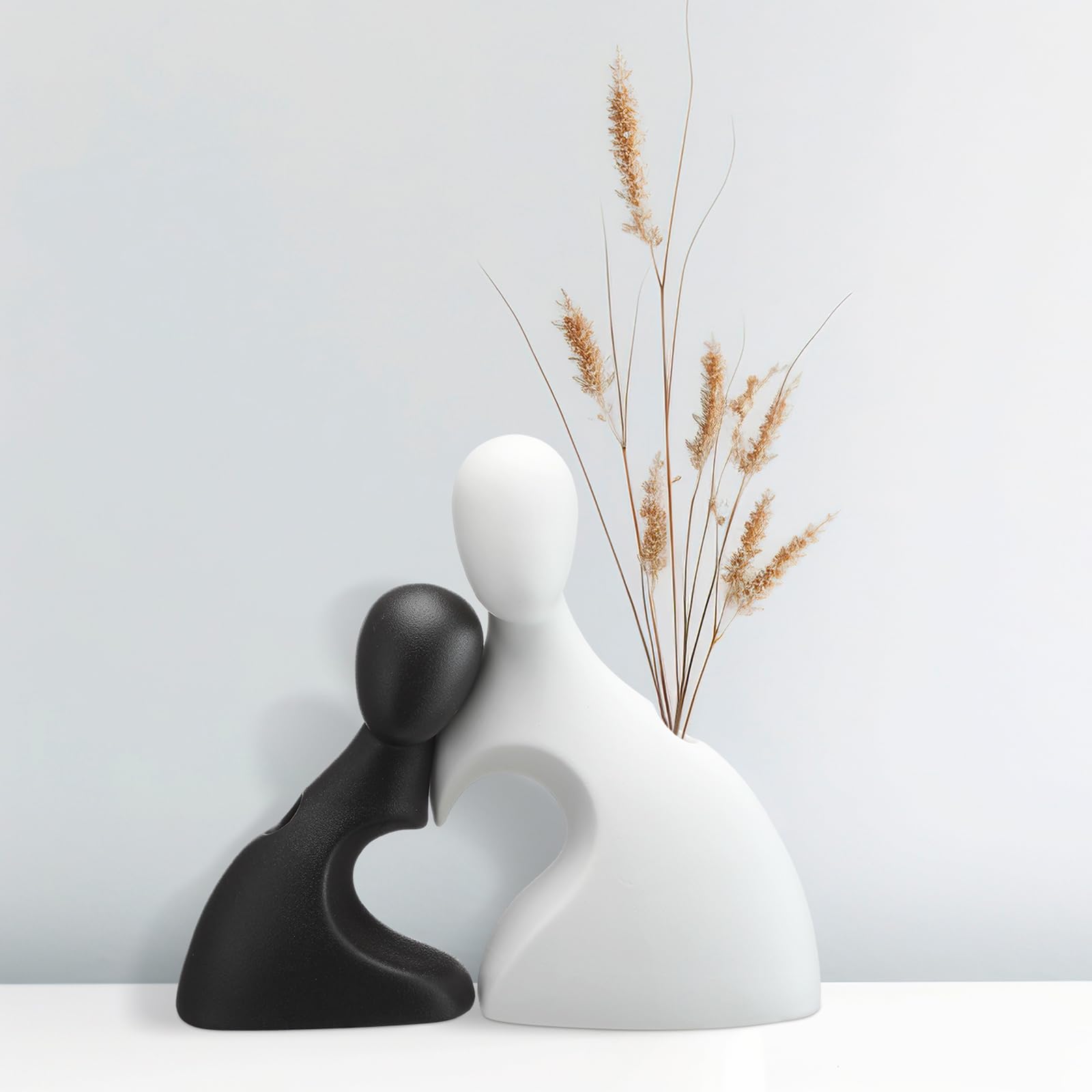 Ninehaoou Black and White Hollow Vase Set of 2 Ceramic Modern Boho ...