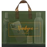 WAKAKO 60 Pack Thank You Bags for Small Business Plastic Retail Shopping Bags with Handles for Merchandise Boutique,Green 15" x 12"