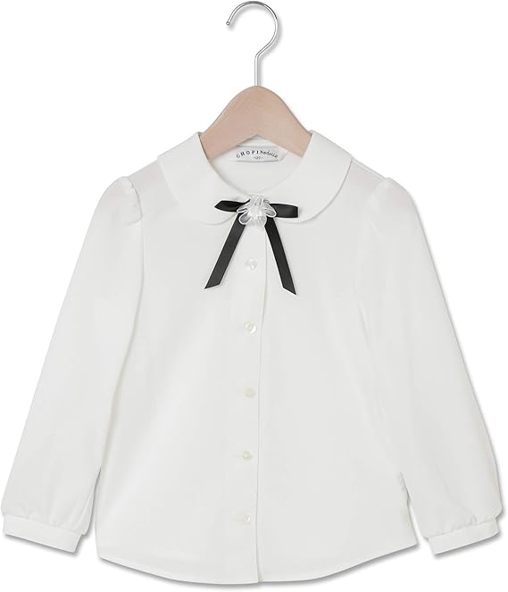 Amazon Chopin Deux ショパン ドゥ 子供服 女の子 喪服 フォーマル リボン付きブラウス 長袖 キッズ 1773 2300 シャツ ブラウス 通販