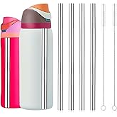 4pcs Water Bottle Straws for Owala 24oz 32oz, Stainless Steel Metal Straws Replacement with 2 Straw Cleaners Reusable Tumbler Bottle Accessories Parts for Indoor Outdoor Sports Trips
