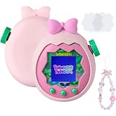 Seltureone for Tamagotchi Paradise Case with Cute Charm Lanyard and Two Screen Protectors, Scratch-Resistance Soft Silicone Bow Cover for Tamagotchi Paradise - Soft Pink