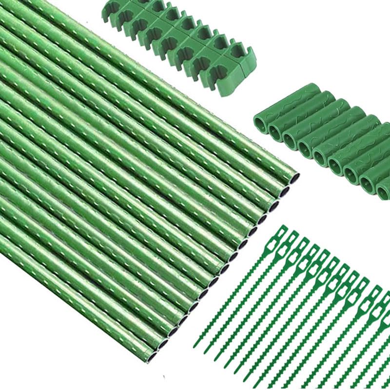 Photo 1 of 14 Inch 48 Pack Garden Stakes, Tomato Stakes Plastic Coated Metal Plant Sticks DIY 4ft 5ft 6ft 7ft 8ft Stakes Supports for Indoor Outdoor Plants Vegetable (48, Green)