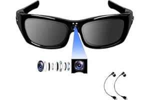 UYIKOO Camera Glasses Video Camera, HD1080P Smart Glasses with Earphone UV400 Polarized Sunglasses, Bluetooth 5.0 Spy Glasses USB Webcam for Traveling & Outdoor Sports