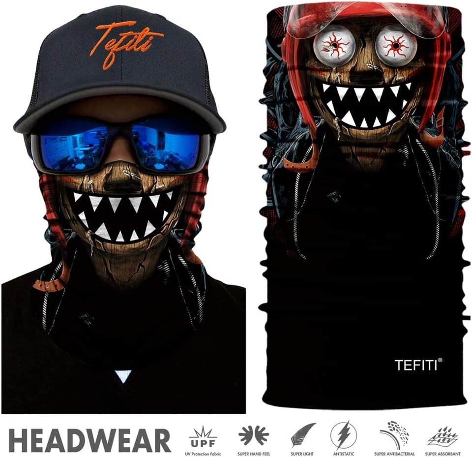 TEFITI Balaclava Face Scarf, Multifunctional Headwear Neck Gaiter for Men, 3D Dust Mask Sun UV Dust Wind Proof for Outdoor Camping, Running, Motorcycling, Fishing, Hunting