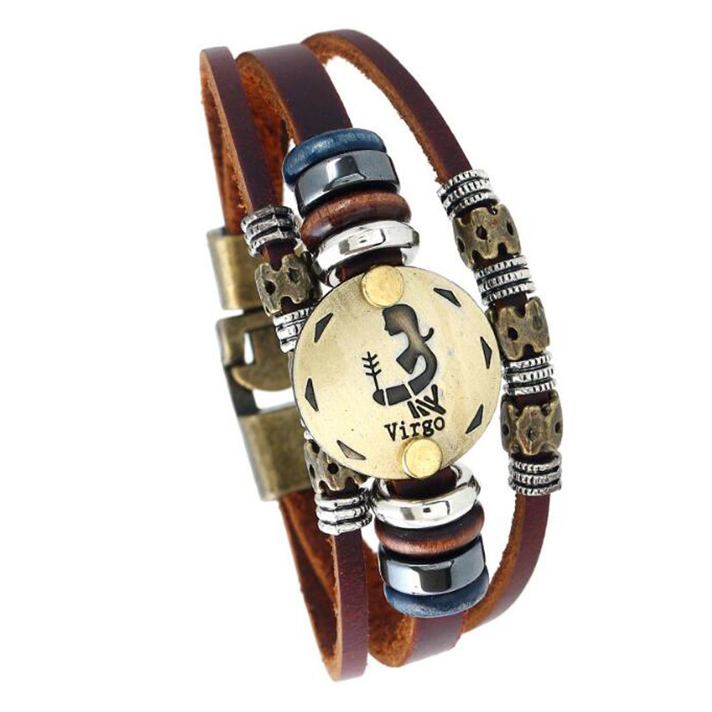 MeiPing Astrology Zodiac Constellation Charm Leather Bracelet, One Size, Leather โ image 1