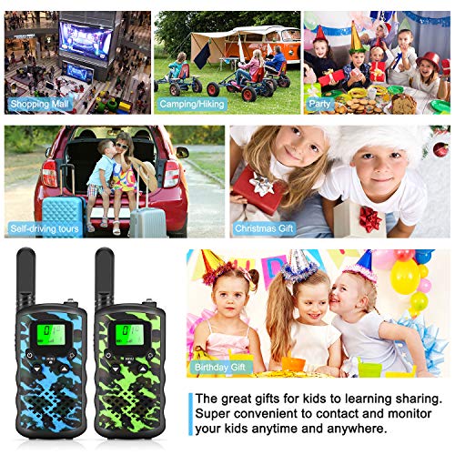 Walkie Talkies for Kids, Camouflage Walkie-talkies 22 Channel 4 KM Long Range 2 Way Radio with Automatic Squelch Function Flashlight Outdoor Toys Adventures Camping Hiking Gifts for 5-12 Year Old