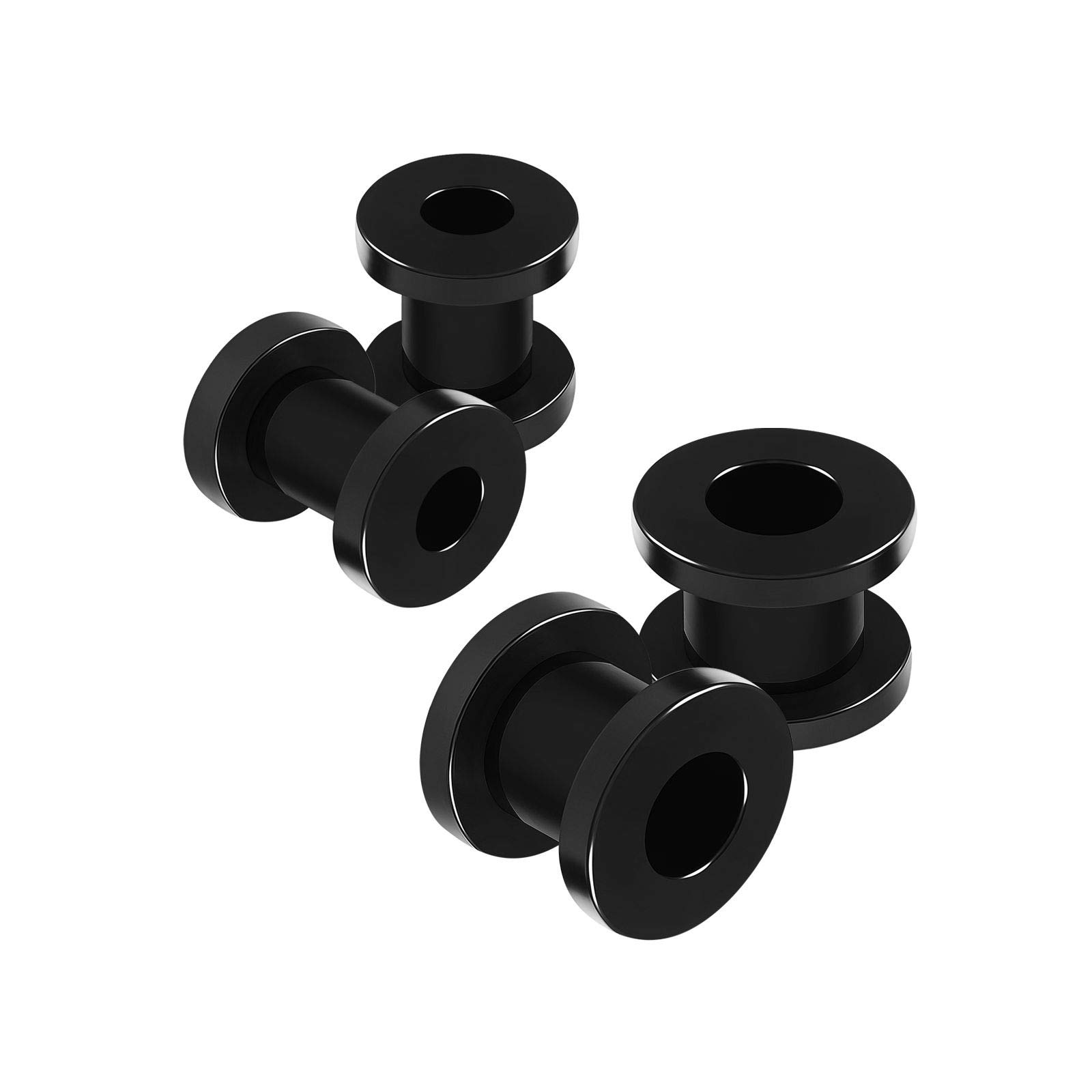 4PCS Acrylic Black 2g 6mm 0g 8mm Flesh Screw Gauge Earring Tunnel Ear Lobe Stretcher Piercing Jewellery 4536