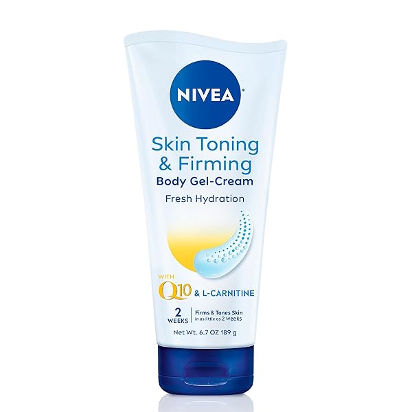 NIVEA SKIN FIRMING & TONING BODY GEL CREAM WITH Q10, HYALURONIC ACID AND VITAMIN C, CLINICALLY TESTED SKIN FIRMING & TONING CREAM, 72-HOUR MOISTURE, 6.7 OZ TUBE