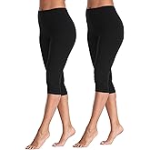 Women's Soft Capri Leggings Lightweight Cropped Leggings 3/4 Stretch Capris Yoga Pants - Rug & Plus