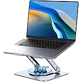 Leeboom 360&deg; Rotating Laptop Stand, Aluminum Riser with Ergonomic Design | Adjustable ergonomic laptop holder fits 10&ndash;15.6-inch notebooks. Compatible with MacBook Air, Pro, Dell, HP, &amp; Lenovo laptops