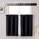 Chyhomenyc Short Black Out Curtains 36 Inch Length, Small Blackout Curtain Tier Thermal Insulated Half Window Curtains for Ki