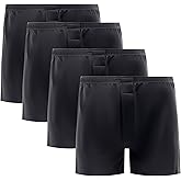 VISSAY Stretch Satin Boxers for Men Silk Feeling Boxer Shorts Breathable Loose Men's Underwear for Sleep 4 Pack