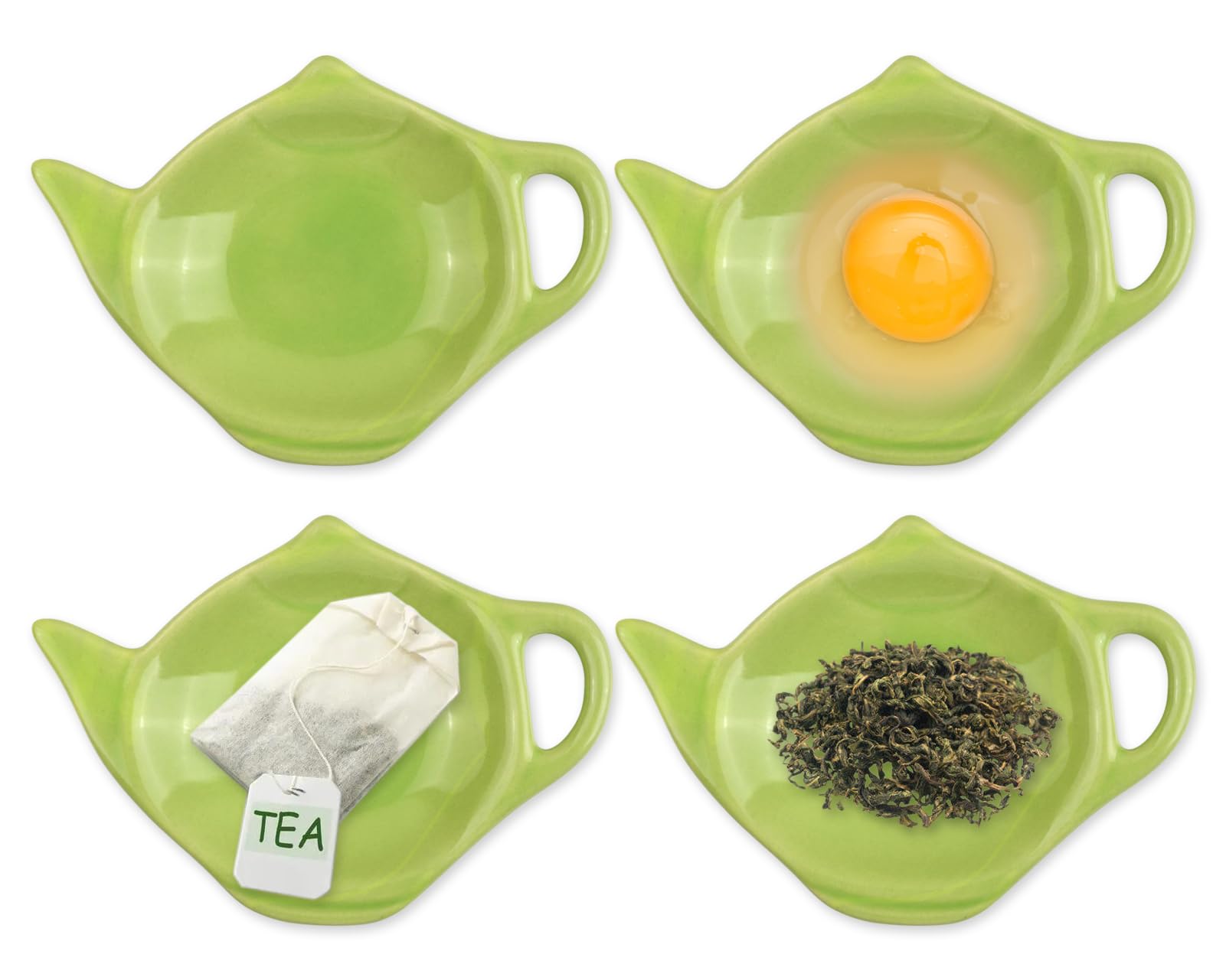 SCSpecial Teapot Shaped Teabag Holder Set of 4 (Green)
