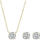 COBI Jewelry Set for Women, 18K Gold & Rhodium Plated CZ Necklace & Earrings, Clover Halo Infinity Solitaire Feather Designs, Dainty Crystal Pendant Sets, Trendy Fashion Gifts for Her