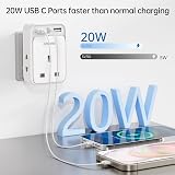 Aodeng UK to US Travel Adapter 2 Pack 6-in-1 2 USB Ports Type C Shaver view 3