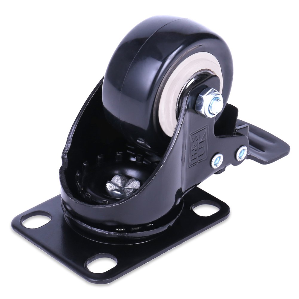 H&S Heavy Duty Castor Wheels, Set of 4 50mm (2") Castors, Rubber Swivel Trolley Wheels for Furniture - Image 4