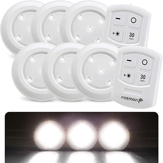 Fosmon Wireless Led Puck Light 6er Pack Mit Fernbedienung 5 Weisse Tageslicht Leds Breiter Flutlicht 30 Minuten Timer Batteriebetrieben Kuchenschrank Pantry Amazon De Beleuchtung